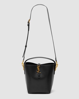 Saint Laurent Medium Le 37 Shiny Leather Bucket Bag Black 99624 фото