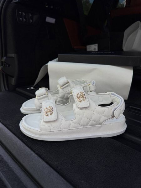 Chanel CC Velcro Sandals White Chnl01 фото