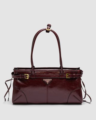 Prada Medium Leather Handbag Burgundy 99629 фото