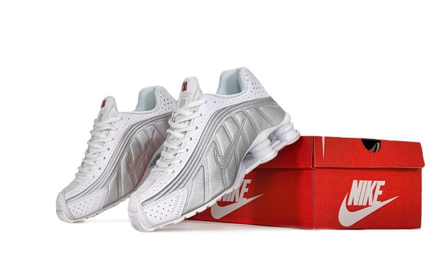 Nike Women's Shox R4 White Silver 14859 фото