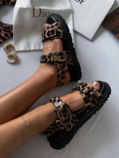 Женские босоножки Dior &ldquo;Leopard Black&rdquo; d039 фото