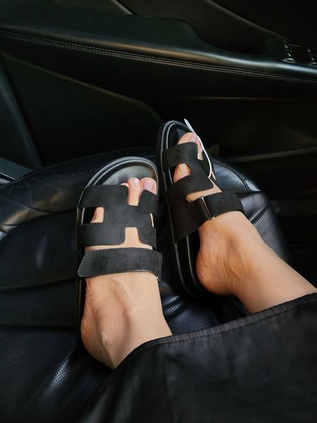 Hermes Chypre Suede Black Sandals Premium