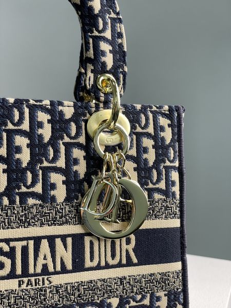 Сумкa Christian Dior Medium Lady D-Lite Bag Blue/Beige 99164 фото