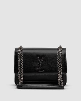 Сумкa Yves Saint Laurent Medium Sunset in Smooth Leather Black/Silver 99110 фото
