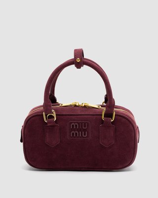 Miu Miu Arcadie Suede Bag Burgundy 99619 фото