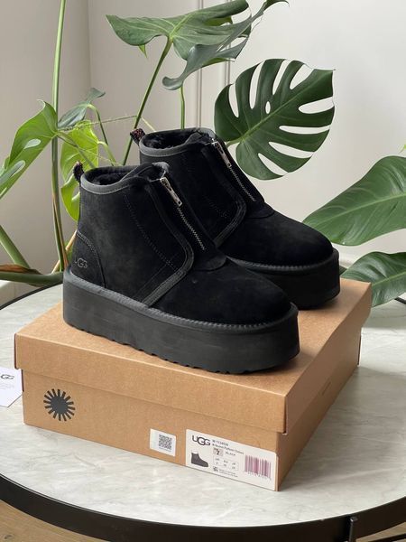 UGG Neumel Platform Zip Slipper Black 1427 фото