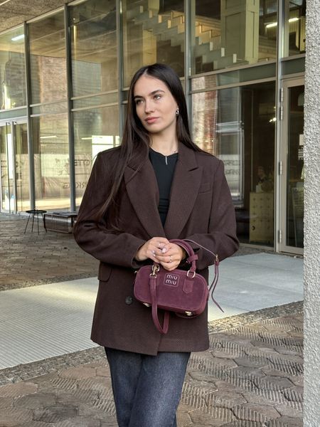 Miu Miu Arcadie Suede Bag Burgundy 99619 фото