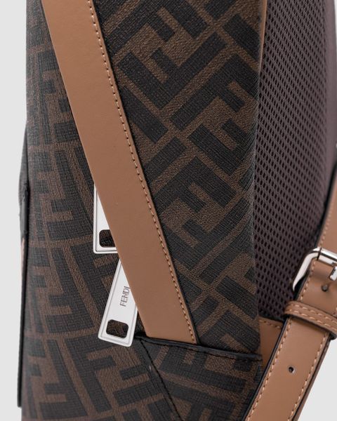 Fendi Chiodo Small Fendi Diagonal Brown FF Canvas Backpack 99633 фото