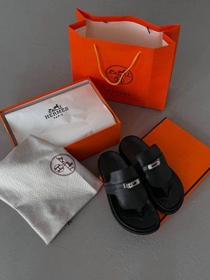 Empire sandal Hermes Leather Black H20 фото