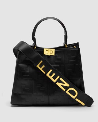 Fendi Black Leather Large Iconic Essentially Peekaboo Top Handle  99589 фото