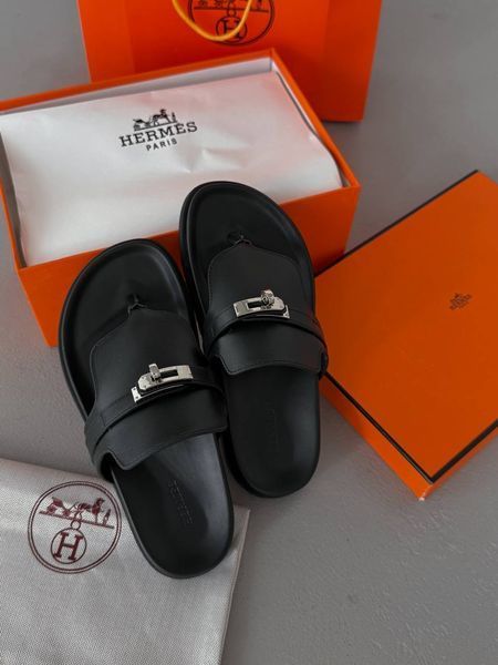 Empire sandal Hermes Leather Black H20 фото
