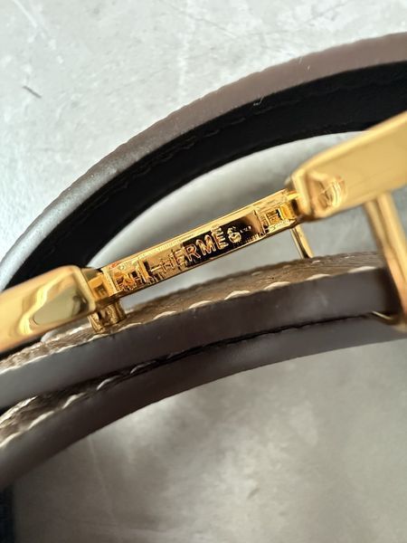 Hermes Reversible Swift Epsom Mini Constance H Belt Beige/Gold 66183 фото