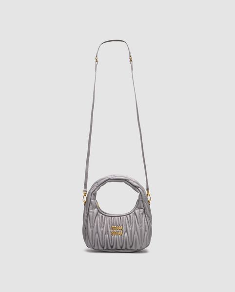 Сумка Miu Miu Wander Matelass&eacute; Nappa Leather Mini Hobo Grey 99895 фото