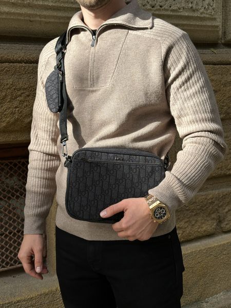 Dior Saddle Triple Pouch Black Oblique Jacquard 77181 фото