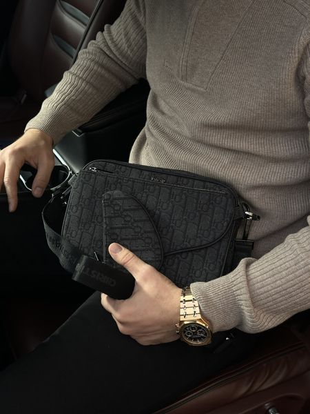 Dior Saddle Triple Pouch Black Oblique Jacquard 77181 фото