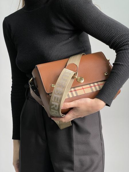 Burberry Leather Vintage Check Note Cross-Body