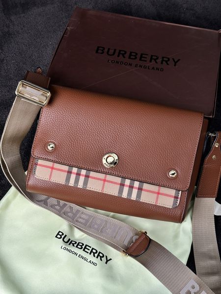 Burberry Leather Vintage Check Note Cross-Body