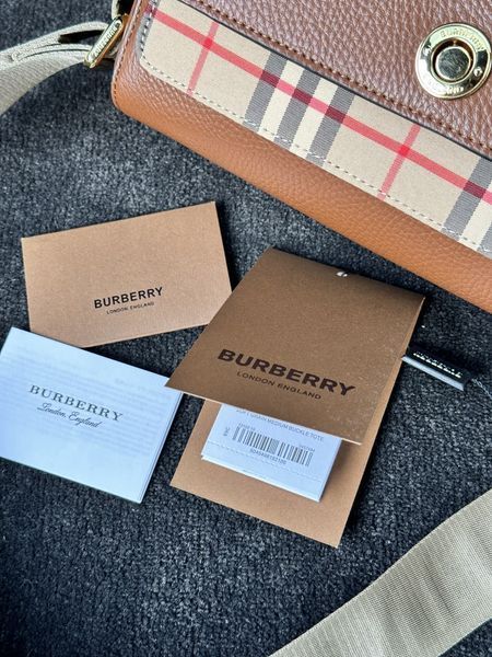 Burberry Leather Vintage Check Note Cross-Body