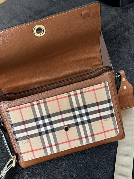 Burberry Leather Vintage Check Note Cross-Body