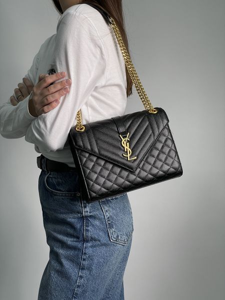 Сумкa Yves Saint Laurent Envelope Medium In Quilted Grain De Poudre Embossed Leather 99154 фото