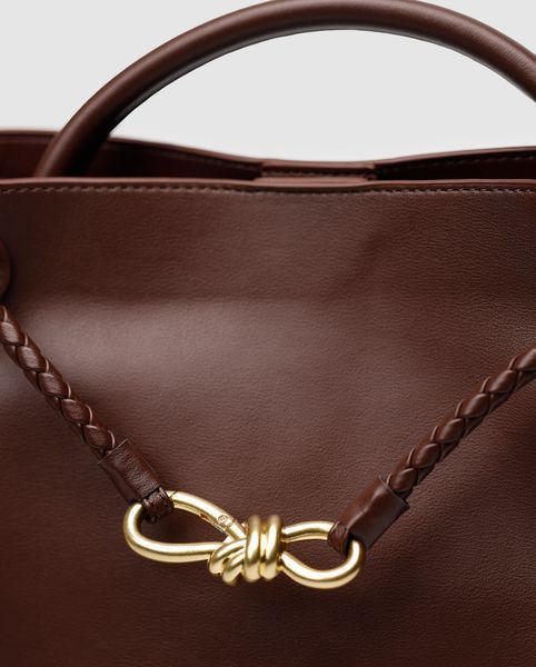 Bottega Veneta Andiamo Medium Leather Tote Bag in Brown 99639 фото
